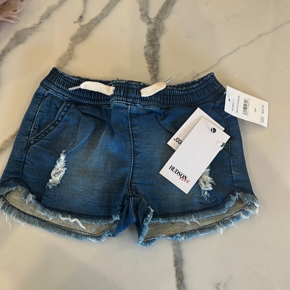 Brand new with tags Hudson kids denim shorts size 24 months